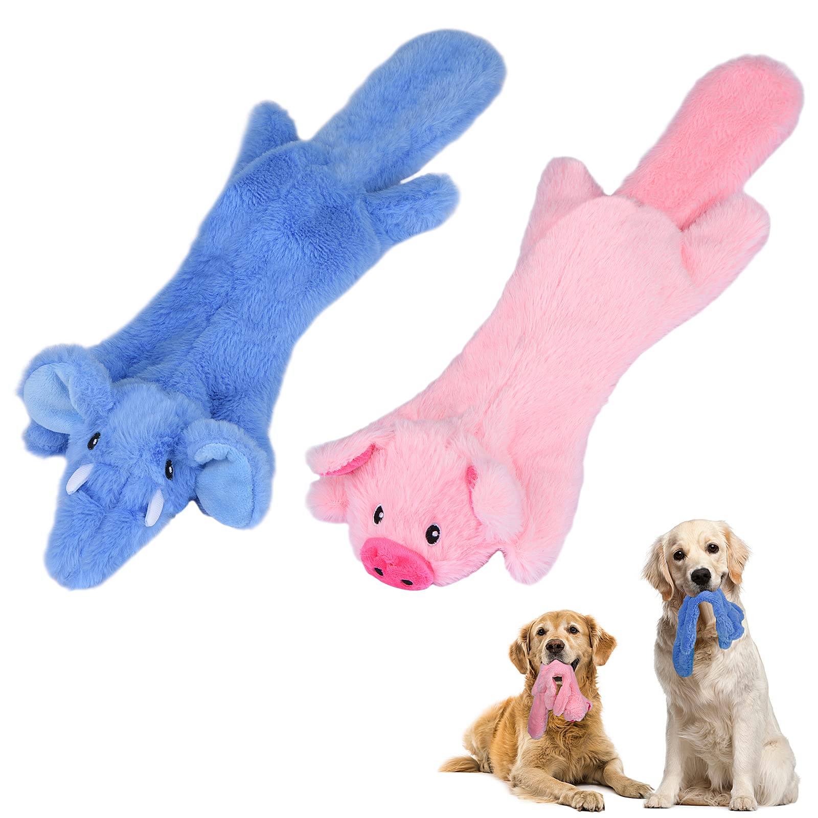 SHOKUTO Interactive Dog Toys for Boredom, No Stuffing Squeaky Toys for Teeth Cleaning, Christmas Gifts for Puppy to Large Dogs