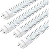 JESLED 4FT LED T8 Type A+B Tube Lights, 24W(65W Equivalent), 3200LM, 6000K | Single or Double End Powered, Plug and Play or Ballast Bypass, 4 Foot T10 T12 Fluorescent Bulbs Replacement, Clear(4-Pack)