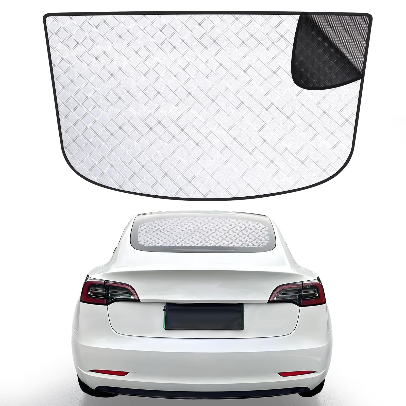 Photo 1 of XCBYT Rear Windshield Sun Shade for Model 3, Car Sun Shade with UV Protection and Heat Insulation, Dual-use Car Rear Windshield Shades with Mesh and Shading for Safe Driving