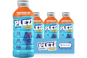 PLEZi Orange Mango Twist Hydration Drink x Stephen Curry - Sports Drinks with 2X Electrolytes - 500mg Potassium, Low Sugar, No Added Sugar - For Kids & Adults - 16.9 Fl Oz (12 Pack)