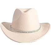 HUDANHUWEI Rhinestone Cowgirl Cowboy Hat Shiny Wide Brim Hat for Party