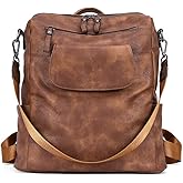 CLUCI Leather Backpack Purse for Women, Large Fashion Convertible Anti-theft, Travel Backpack Purses