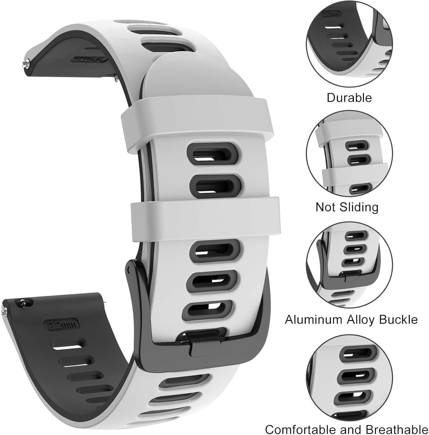ISABAKE Strap for Garmin Vivoactive 4, Venu 2-22mm Silicone Quick Release Band for Forerunner 255/Forerunner 265 Music/Venu 3 - Image 5