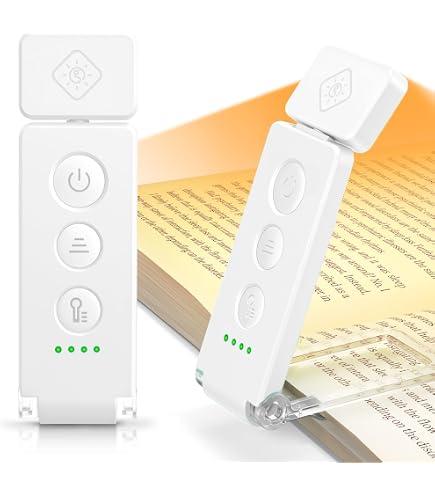Book Light 2-Pack – USB Rechargeable, Amber Eye-Care Mode, 8 LEDs, Stepless Dimming, Clip-On Bookmark Design (Blue+Purple)