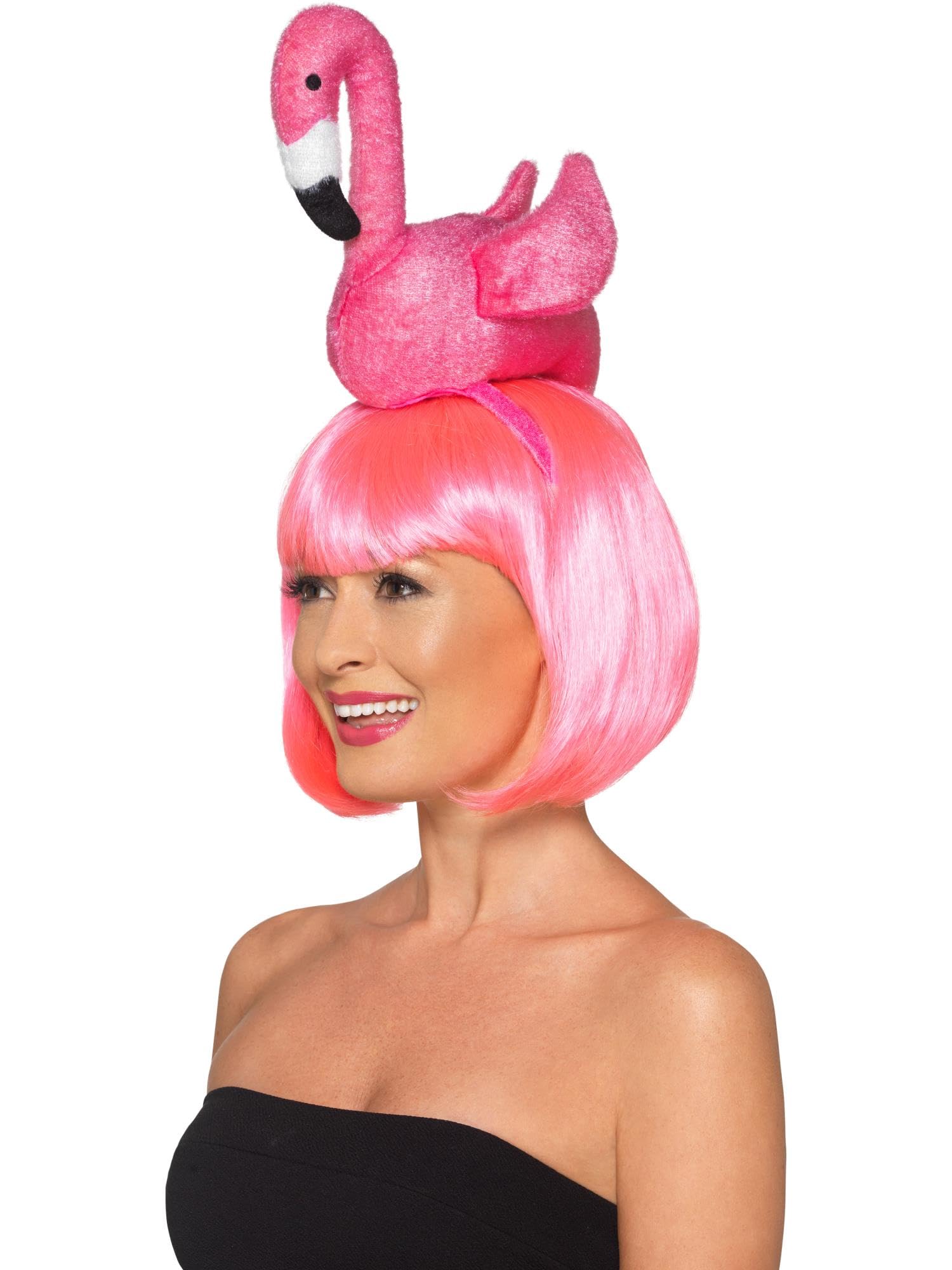 Smiffys Flamingo Headband, Pink, Hawaiian Luau Fancy Dress, Animal Dress Up Accessories