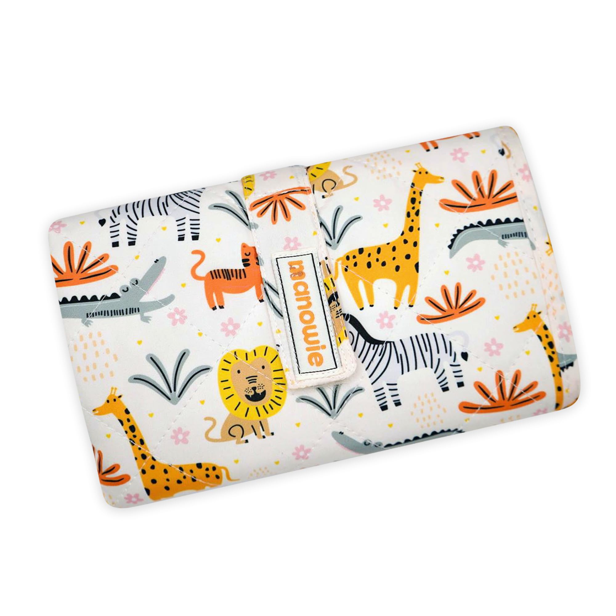 manowie® Portable Baby Changing Mat – Foldable Waterproof Travel Mat for Newborns | Compact Changing Bag | Pram & Nappy Bag | Safari Animals