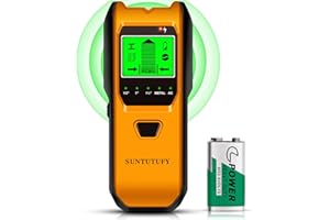 SUNTUTUFY Stud Finder Wall Scanner - 5 in 1 Electronic Stud Detector with Upgraded Smart Sensor, Audio Alarm and HD LCD Display for The Center and Edge of Wood, AC Wire, Metal and Studs Detection (Light Orange)