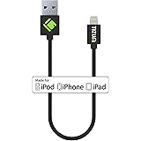 Apple MFI Certified Lightning Cable -8 Pin to USB (11-Inch/ 0.3 M) Indestructible, 2.4 Amp Charge & Sync (Black)