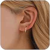 1 Pair 10mm Small Hoop Earrings for Women, Dainty 14K Gold Plated Huggie Hoop Earrings Hypoallergenic Lightweight Cartilage Earrings Set for Multiple Piercings for Sensitive (Gold/1.6mm)