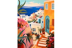 Offito Paint by Numbers Kit for Adults Beginner Seaside, Town Acrylic Adult Paint by Number Kits on Canvas, Landscape Scenery Digital Oil Number Painting Kits for Home Decor Gift 16"x20"