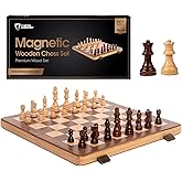 15 Inch Magnetic Wooden Chess Set for Adults
Kids - Folding Travel Chess Board with Handcrafted Staunton Pieces, Extra Quee