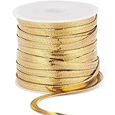 33 Feet Gold Snake Chains Roll, 4mm 18K Gold PVD Plated 304 Stainless Steel Flat Snake Chain Bulk Spool for Jewelry Making DIY Craft