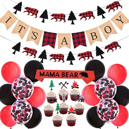 buffalo plaid baby shower supplies