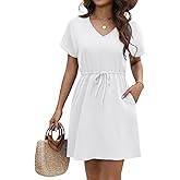 AI'MAGE Women's Swimsuit Coverup Short Sleeves Bathing Suit Cover Up 2026 Bikini Beach Dress for Swimwear with Pockets