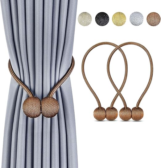 Amazon Com Deluxe Magnetic Curtain Tiebacks With Unique Wooden