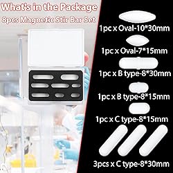 8PCS PTFE Magnetic Stir Bar Set for Magnetic
