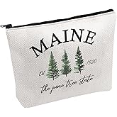PWHAOO Maine Travel Cosmetic Bag Maine The Pine Tree State Est 1820 Cosmetic Bag Maine Native Gift Maine Souvenir Gift (MAINE the pine B)