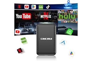CINCIRUI 4 in 1 Wireless CarPlay Adapter Support Netflix/YouTube/TikTok/TF Card, Android Auto Wireless Adapter Car Play Dongle, Convert Wried to Wireless CarPlay for Cars with Factory Wired CarPlay