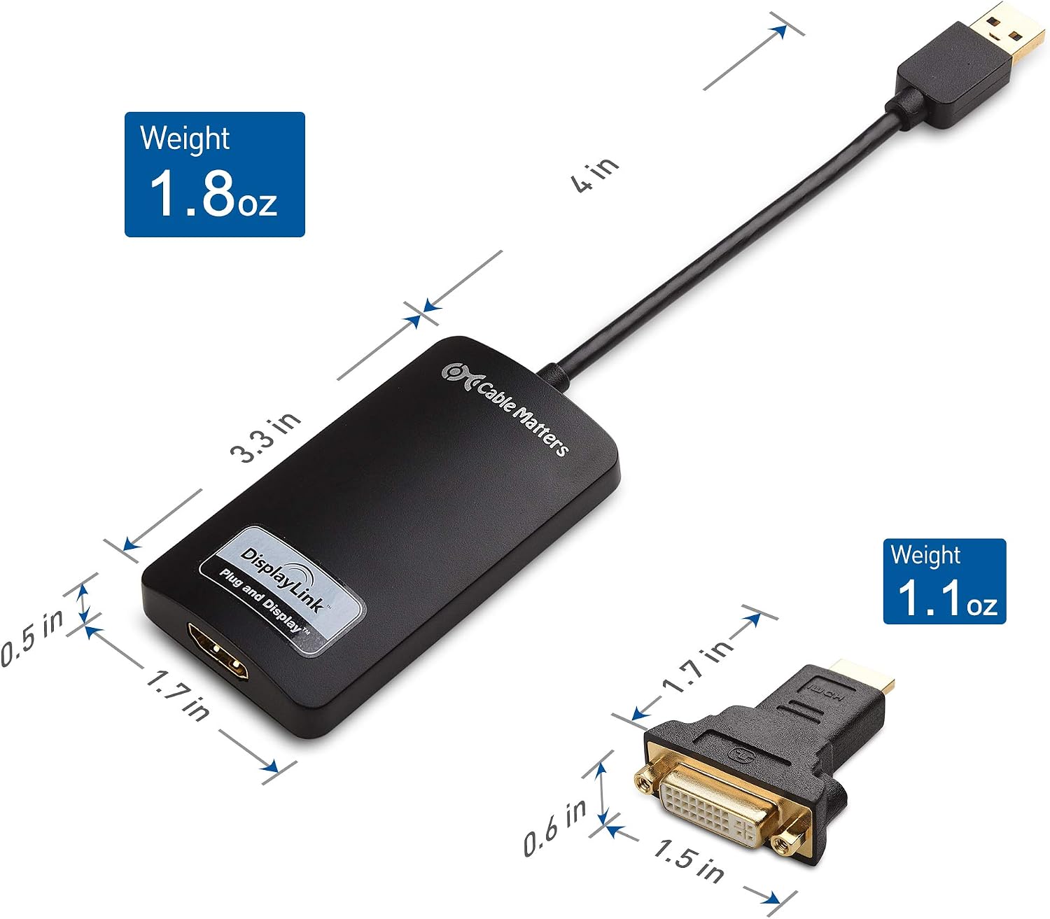 Cable Matters SuperSpeed USB 3.0 to HDMI Adapter (USB to HDMI Adapter) for Windows up to 1440p in Black - Image 4