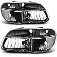 M-AUTO Headlights Assembly Compatible with 95-01 Ford Explorer, 97 Mercury Mountaineer, Black Housing Clear Lens Clear Corner OE Direct Replacement Headlamps
