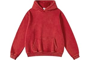 Dnzzs Men's Oversized Acid Wash Hoodies Heavyweight Cotton Fleece Sweatshirt Loose Fit Fall Winter Casual Streetwear Pullover