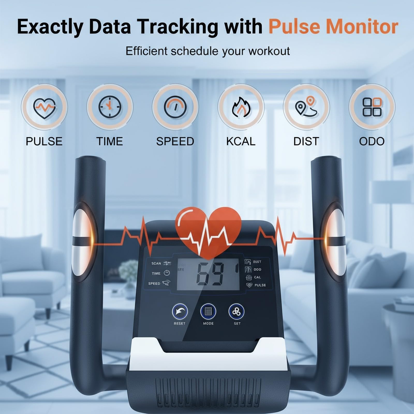 ANCHEER Elliptical Exercise Machine, Elliptical Trainer for Home Gym, Exercise Equipment 500Lbs Max Weight, Ultra-Silent Elliptical Machine, with Pulse Rate Grips, LCD & Smooth Resistance Levels