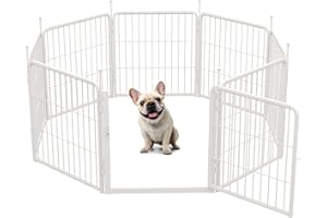 SunsGrove Indoor Dog Playpen with Wider Door, 24 inch 8 Panels Non Slip Dog Pen Indoor, Anti Rust Dog Fence, Free and Safe Play, White