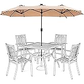 HERA'S PALACE 13ft Patio Umbrella with 120 LED Solar Lights Double Sided Outdoor Umbrella for Patio 8 Colors Changing Table Umbrella Outdoor Patio for Garden Pool
