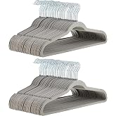 Amazon Basics Slim Velvet Non-Slip Space Saving Suit Clothes Hangers for Closet Organization, Gray/Silver, 100-Pack