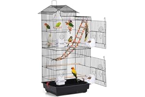 Yaheetech 39-inch Roof Top Large Flight Parrot Bird Cage for Small Quaker Parrot Cockatiel Sun Parakeet Green Cheek Conure Budgie Finch Lovebird Canary Pet Bird Cage w/Toys