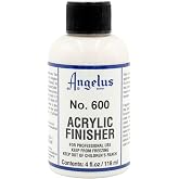 Angelus No. 600 Acrylic Leather Finisher &ndash; Flexible Clear Coat for Leather Shoes, Bags, Jackets &amp; Accessories, High Shine Finish for Leather Craft &amp; Restoration. No. 600-4 fl oz