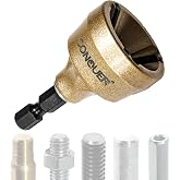 CONQUER Deburring External Chamfer Tool, Tungsten Blade, Fits 1/8"-3/4" | For Steel, Copper, Brass, Aluminum, PVC &amp; Wood. 1/4" quick-release shank, spark-free 0-400 RPM. Repairs bolts, rods &amp; pipes
