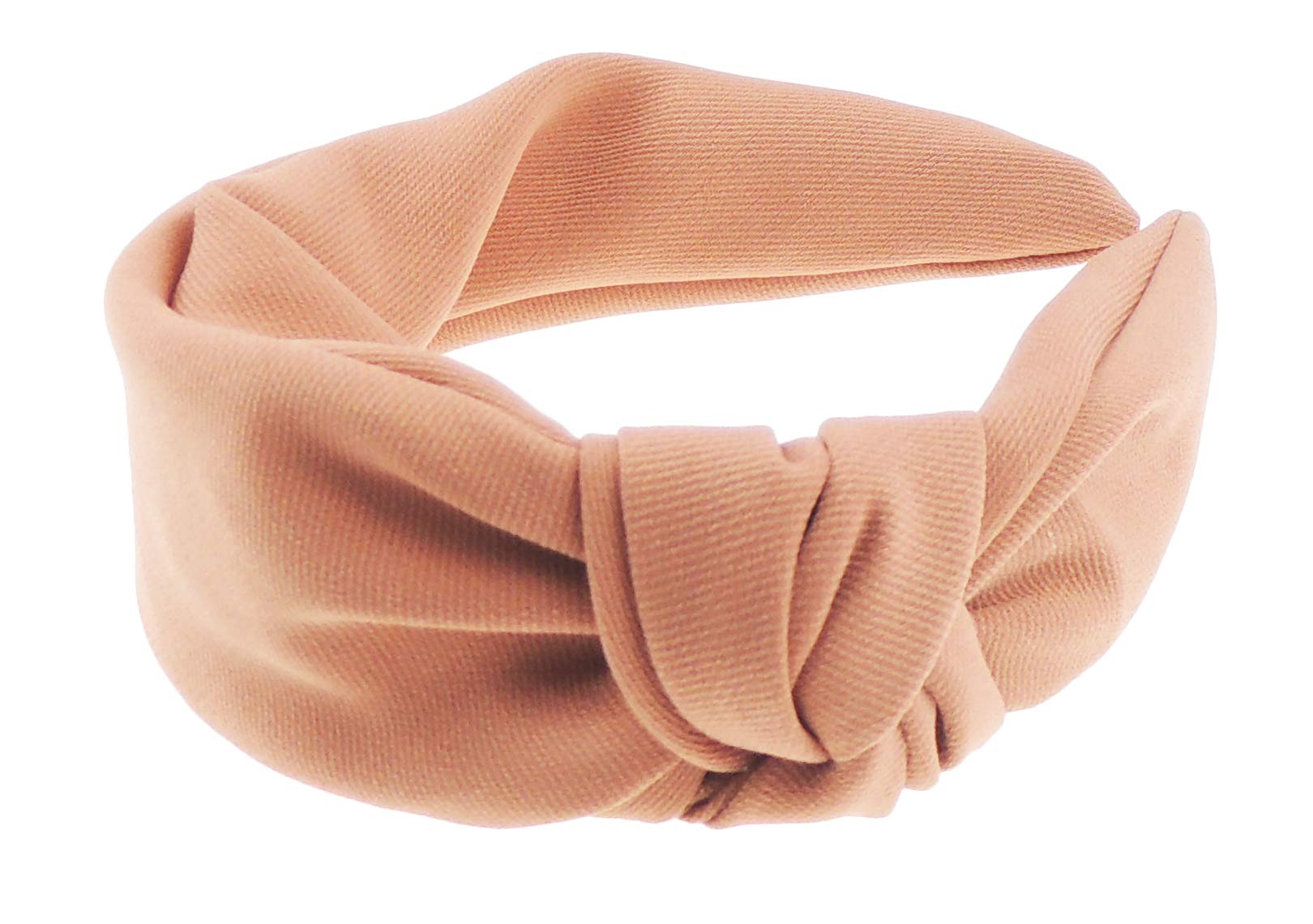 Womens Girls Knotted Top Knot Twisted Sparkly Jersey Fabric Covered Turban Chiffon Fabric Wedding Formal Christmas Party Birthday Headband Hair Alice Band (Dark Coral)