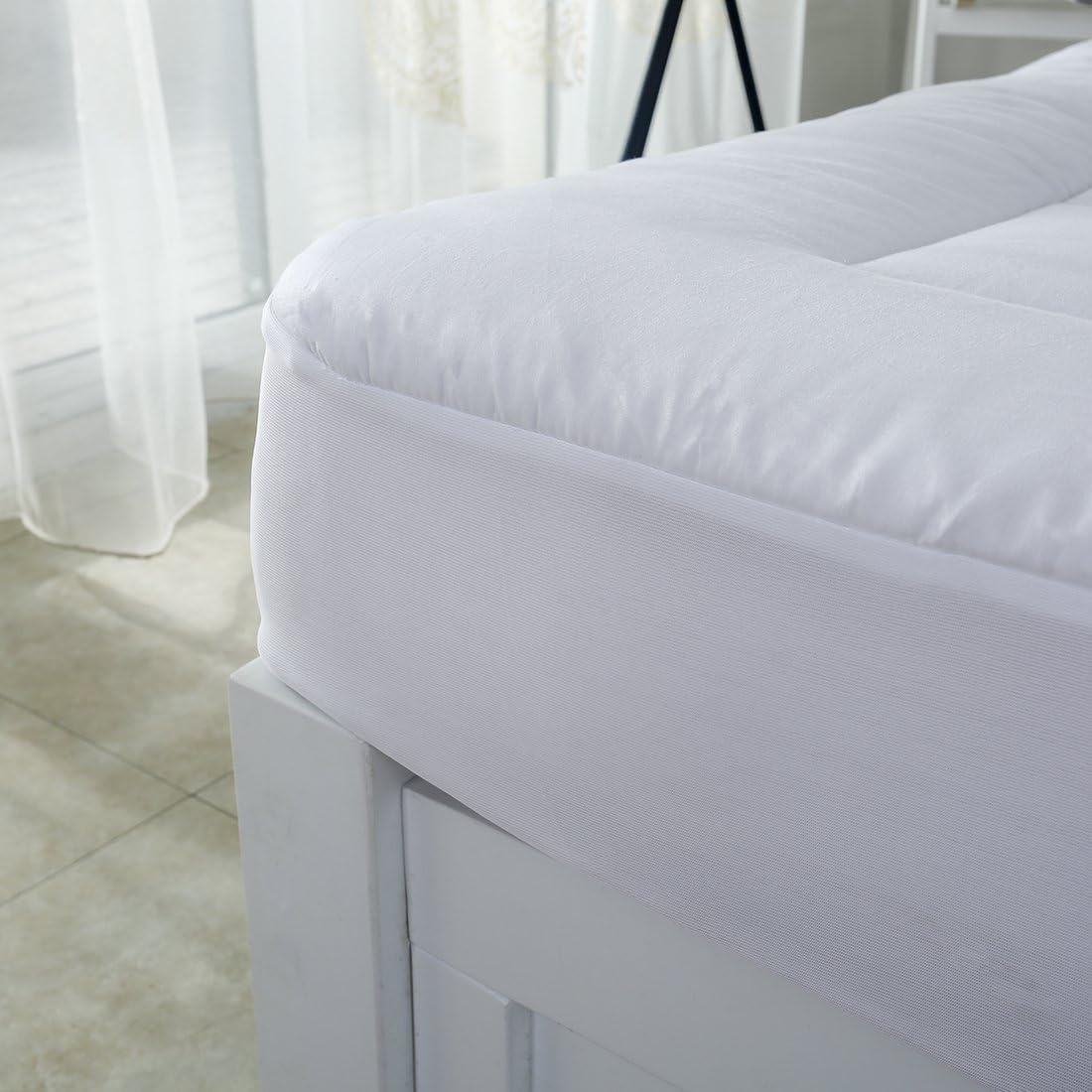 oaskys Queen Mattress Pad Cover Cooling Mattress Topper Cotton Top Pillow Top with Down Alternative Fill (8-21” Fitted Deep Pocket Queen Size): Home & Kitchen