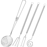 Patelai 4 Pcs Candy Chocolate Dipping Tools Set , Handmade Pralines | 3-prong Dipping and Fondue Fork, Spear, Slotted Spoon for Coating, Spiral Spear