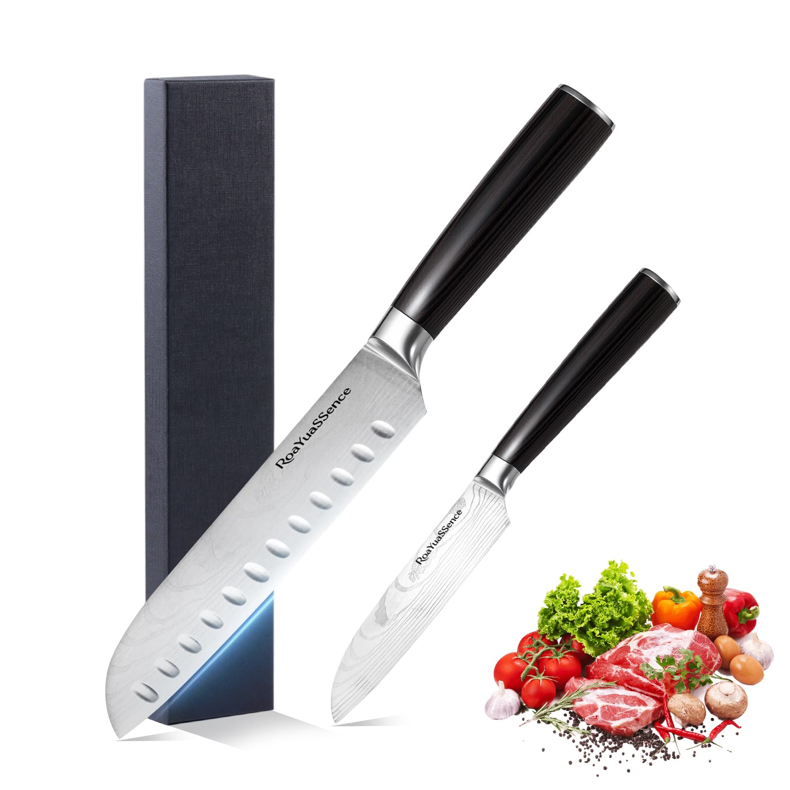 RoaYuaSSence Premium 2-Piece Santoku Knife Set - 7
