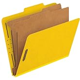 Pendaflex Classification Folders, 2 Dividers, 2" Fasteners, Letter Size, Yellow, 10/Box (24134P)