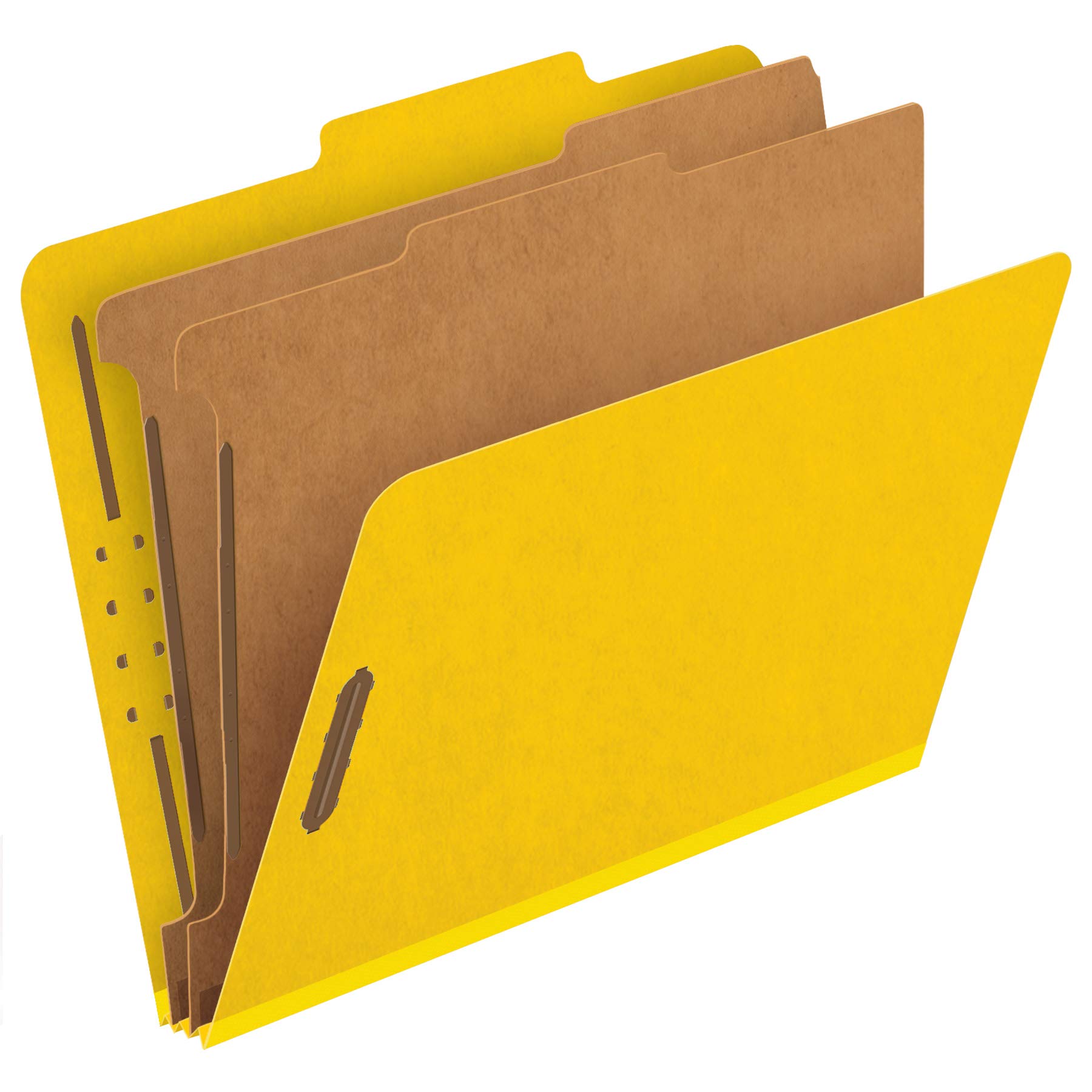 Pendaflex Classification Folders, 2 Dividers, 2" Fasteners, Letter Size, Yellow, 10/Box (24134P)