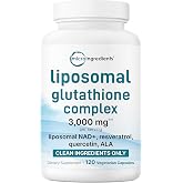Micro Ingredients Liposomal Reduced Glutathione Complex 3,000mg - 8‑in‑1 Advanced Glutathione Supplement with NAD, Resveratrol, Quercetin, Alpha Lipoic Acid &amp; Vitamin C - 120 Vegetarian Caps