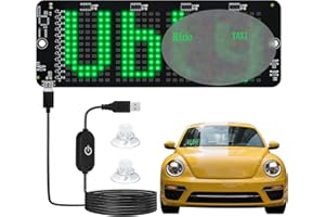 GENERIC Light Sign for Car, Ride-Hailing LED Light Sign, 9.5"×3.4" Large High-Brightness Display, Customizable 4-Letter Text, USB-C Powered, Suction Cup Mount for Vehicles (Green)