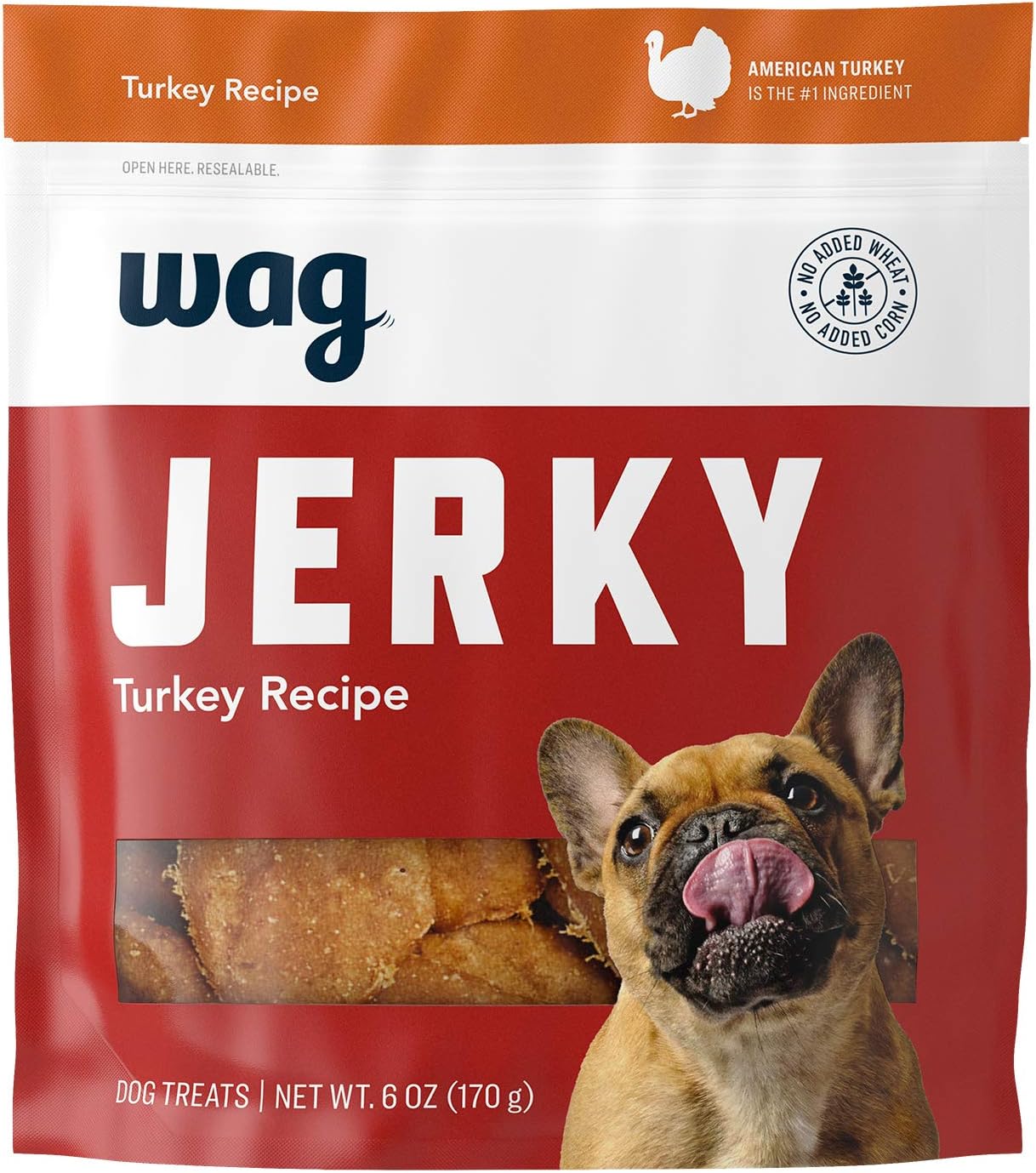 Amazon Brand Wag Jerky Dog Treats, Turkey Recipe 6oz