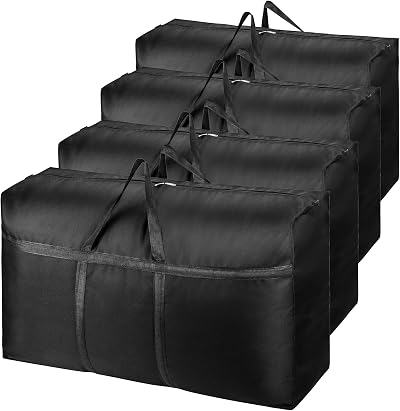 Alowor 4 Pack 180L Extra Large Heavy Duty Storage Boxes with Lids Black