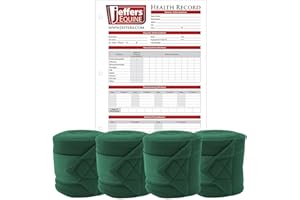 Jeffers Horse Fleece Polo Wraps 4 Pack and Equine Health Record 1 Pack Kit – Leg Wrap Accessories for Training Riding Turnout Stable, Hoof Care Tracker, Equestrian Horse Supplies - Hunter Green
