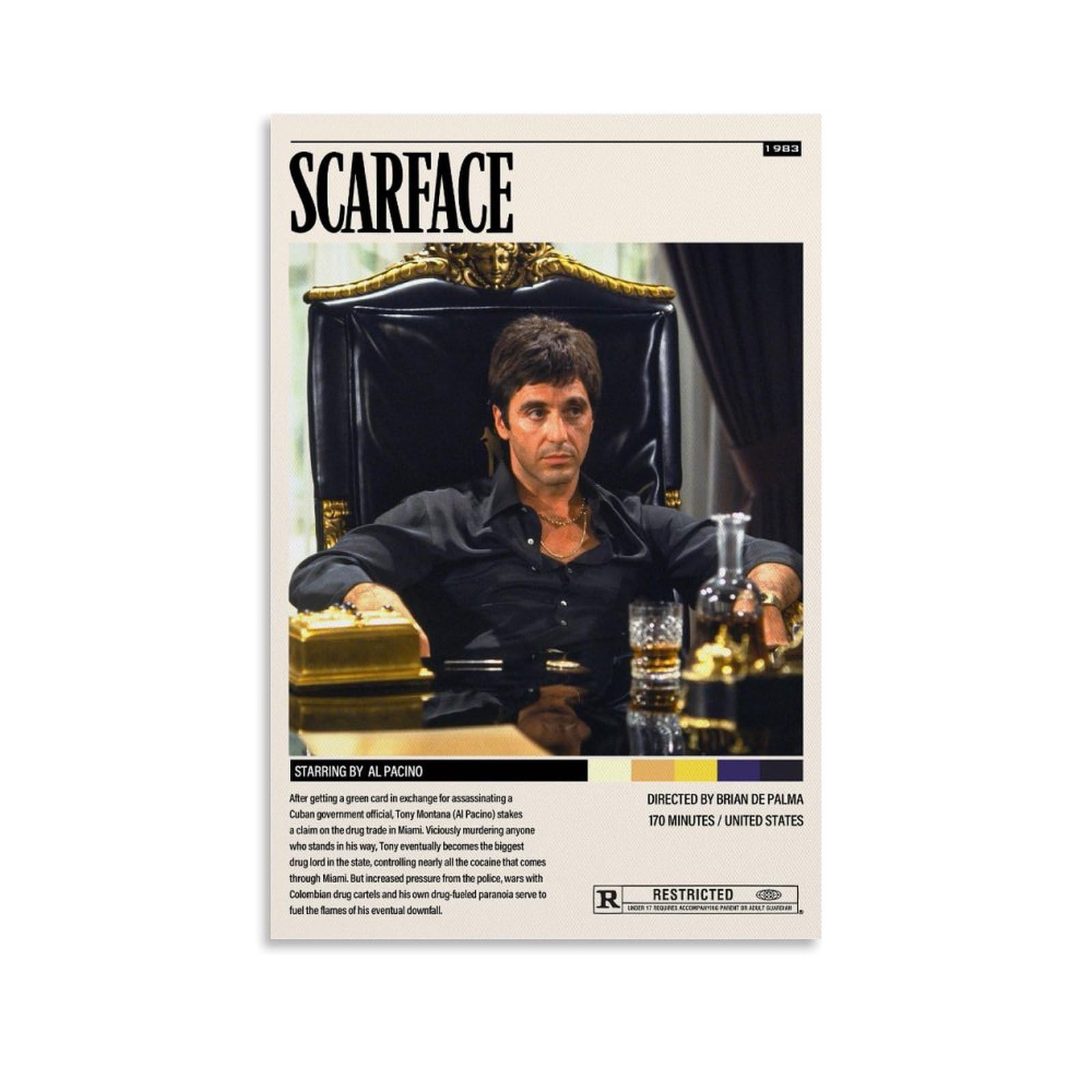 MHAIO Scarface Movie Posters Poster Decorative Painting Canvas Wall Posters And Art Picture Print Modern Family Bedroom Decor Posters 12x18inch(30x45cm)