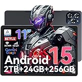 Tablet Android 15 Tablet-11 Inch FHD Display, 24GB RAM 256GB ROM /2TB TF, T615 Octa-Core AI Tablets, 8000mAh/18W Fast Charge, 5G WiFi & 16MP Camera, TÜV Certified Netflix HD for Streaming/Gaming