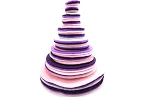 Playfully Ever After Light Pink, Purple, Dark Purple & White Craft Felt Circles (Mixed Size Pack - 56pc)
