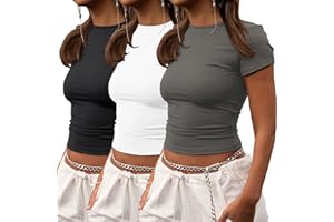 ZHENWEI Crop Workout Tops for Women Pack Summer Short Sleeve Gym Athletic Compression Shirts Cute Tight Basic Tops Tee