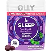 OLLY Sleep Gummy, 3 mg Melatonin, L-Theanine, Chamomile, and Lemon Balm Extracts, Blackberry Flavor, 30 Day Supply - 60 Count