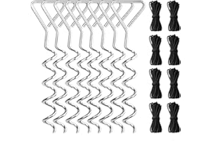 FABFLAME Pool Cover Anchor Kit for Above Ground Pools – 16 Pcs Heavy Duty Spiral Ground Stakes & Windproof Ropes – Secure Tie Down Kit for Winter Pool Cover – Better Alternative to Pool Cover Clips & Weights