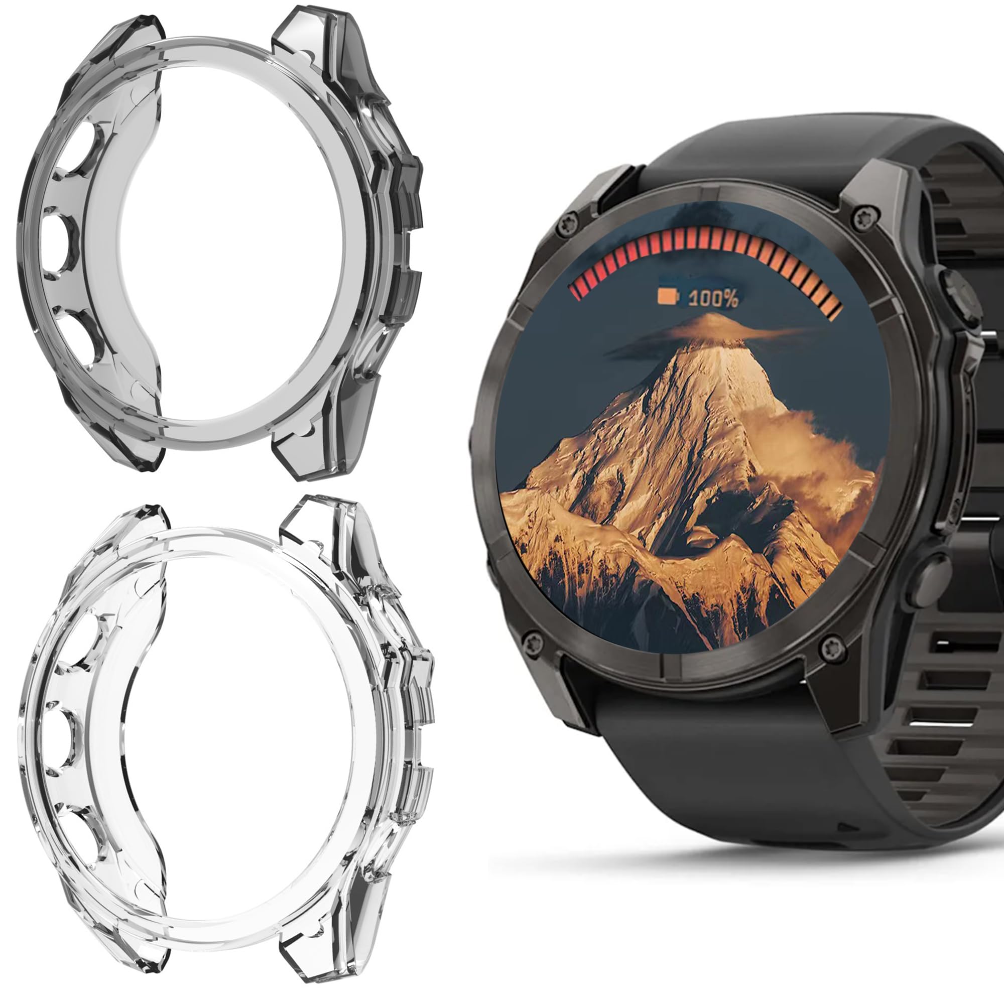 Compatible for Garmin Fenix 8 Smart Watch Case, Blueshaweu Silicone TPU Protective Case Cover Slim Guard Bumper Compatible for Garmin Fenix 8 43mm, Fenix 8 47mm, Fenix 8 51mm, Fenix E 47mm Smartwatch